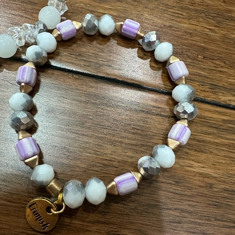 Erimish Elegant Beaded Bracelet Set - Gold, Purple, White - Picture 3 of 4
